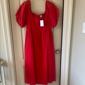 Red Dress Boutique Red Puff Sleeve on or off shoulder Dress by Sugarlips